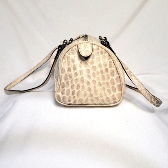 Dooney & Bourke Vintage Bone Croc Embossed Barrel Duffle Purse Bag - Picture 6 of 14